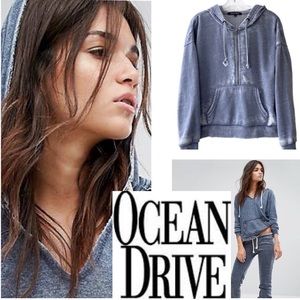 Soft Vintage Hoodie Sweatshirt Blue Mineral Distressed Vintage Y2K Relaxed Fit